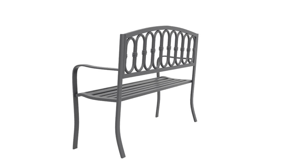 Elegant Outdoor Metal Bench Model - Professional 3D Model Render 3
