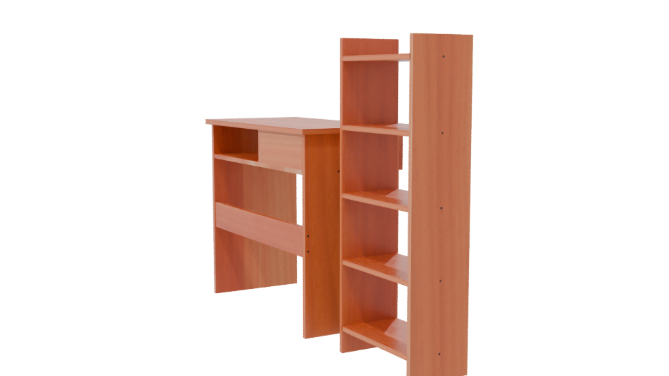 Minimalist Wooden Desk Set - Professional 3D Model Render 7