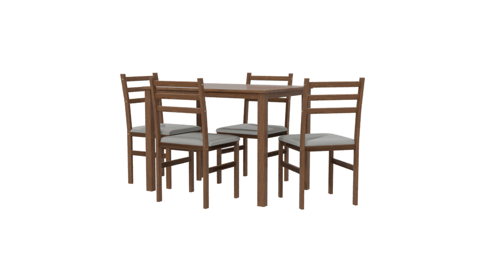 Stylish Wooden Dining Table Set with Chairs 3D Model - Professional 3D Model Render 6