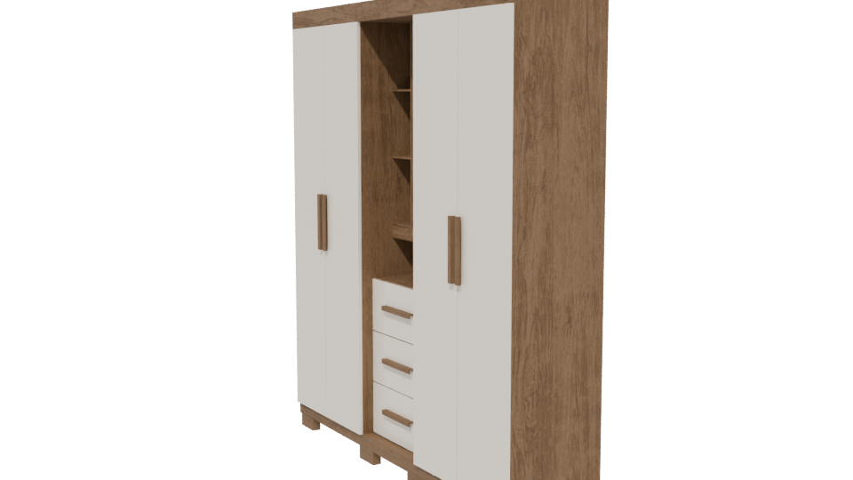 Stylish Wooden Wardrobe 3D Model - Professional 3D Model Render 13