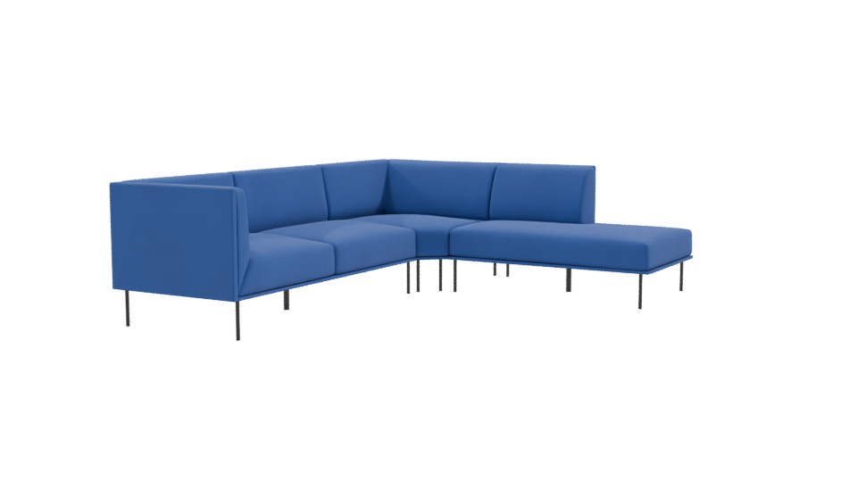 Stylish Blue Sectional Sofa 3D Model - Professional 3D Model Render 9