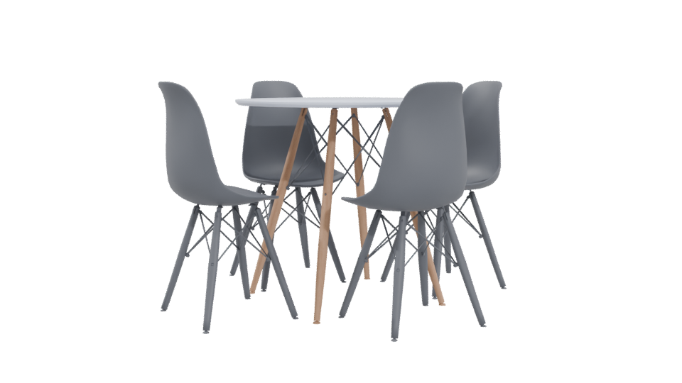 Stylish Dining Table and Chairs Set - Professional 3D Model Render 4