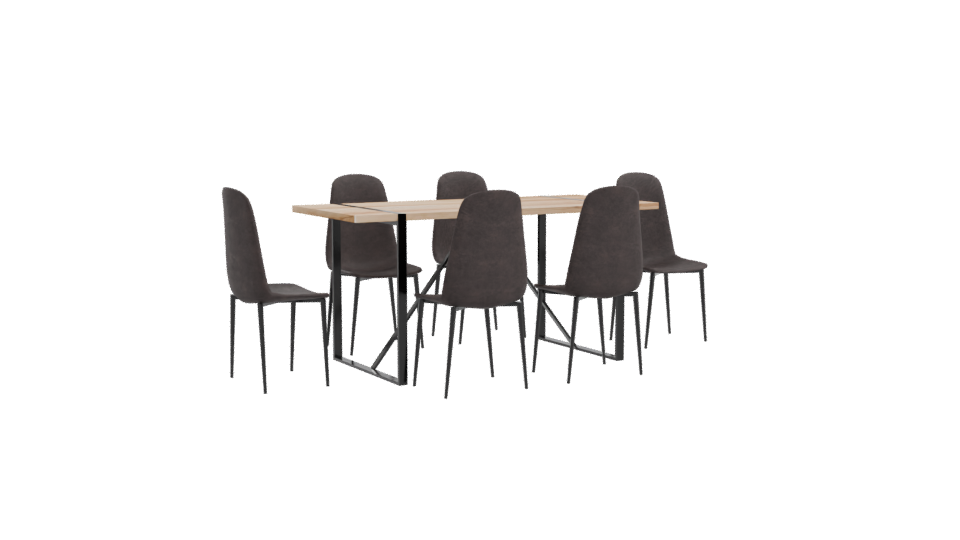 Contemporary Dining Set with Chairs 3D Model - Professional 3D Model Render 10