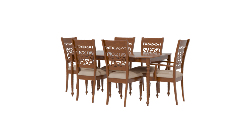 Elegant Wooden Dining Set 3D - Professional 3D Model Render 6