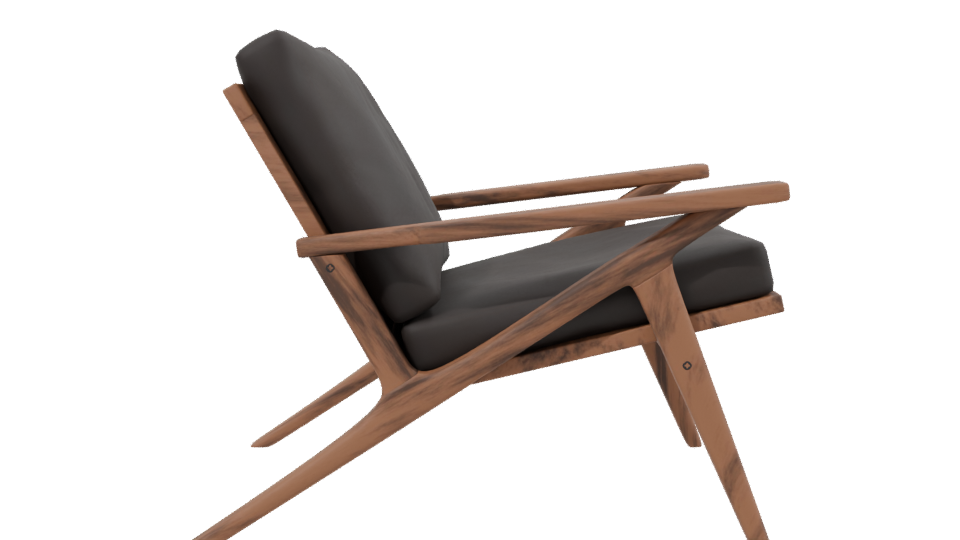 Stylish Wooden Lounge Chair 3D - Professional 3D Model Render 2