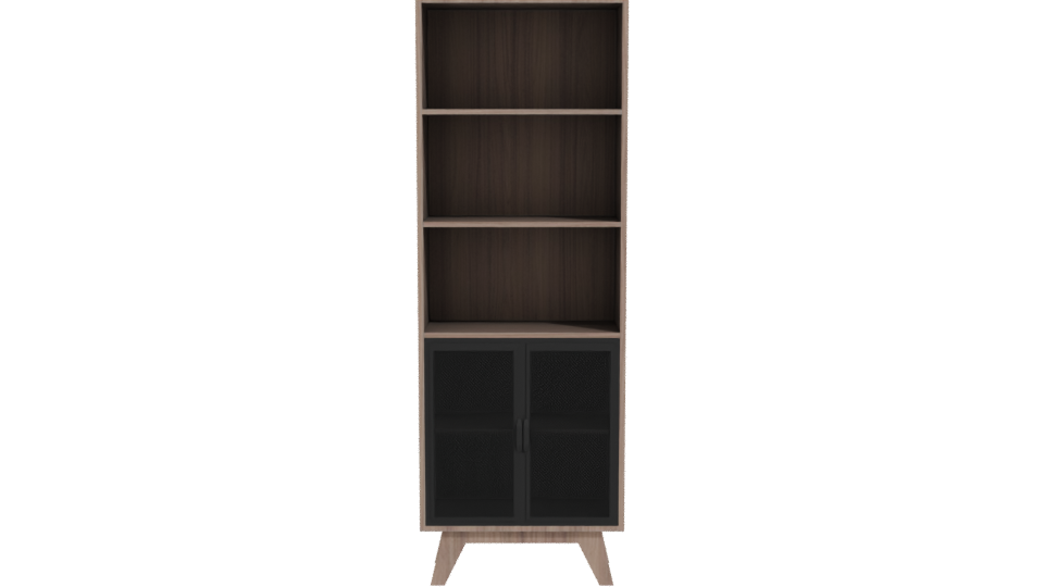 Stylish Wooden Bookshelf Model - Professional 3D Model Render 11