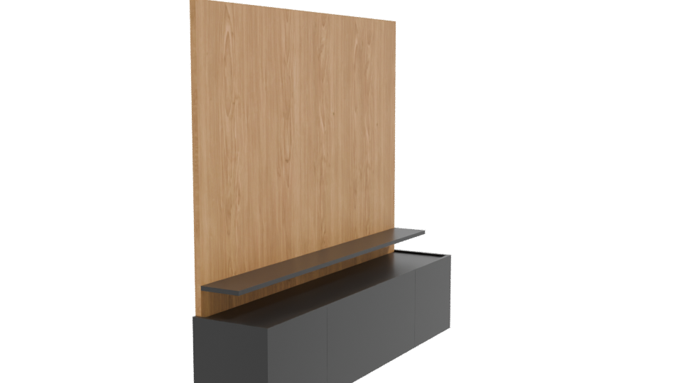 Contemporary Wooden Wall Unit TV Stand 3D Model - Professional 3D Model Render 9