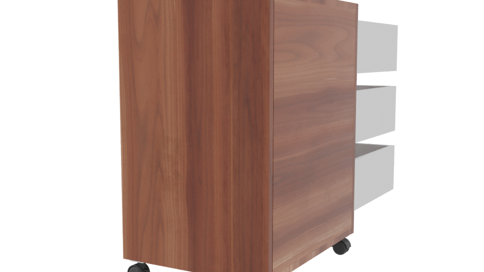 Stylish Wooden Filing Cabinet 3D - Professional 3D Model Render 3