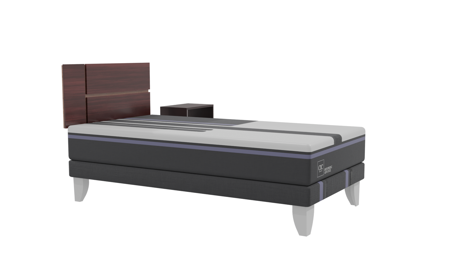 Stylish Bed with Nightstand Model - Professional 3D Model Render 9