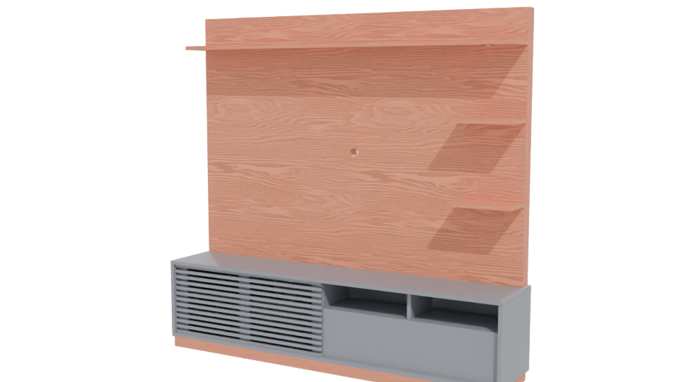 Stylish Wooden Wall Unit 3D - Professional 3D Model Render 12