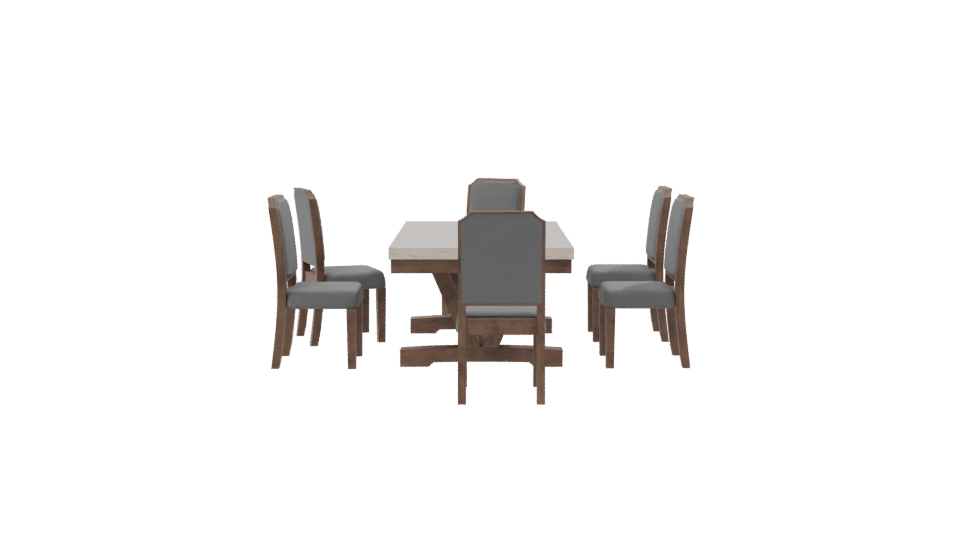 Stylish Wooden Dining Table Set - Professional 3D Model Render 8