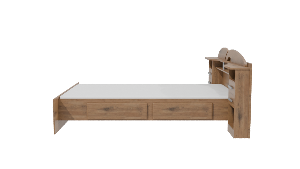 Stylish Wooden Bed with Nightstands 3D Model - Professional 3D Model Render 2