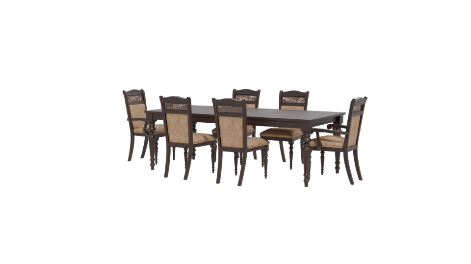 Elegant Wooden Dining Table Set 3D Model - Professional 3D Model Render 12