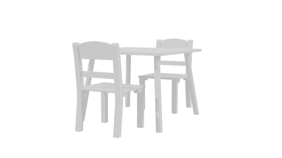 Stylish White Dining Table Set - Professional 3D Model Render 3