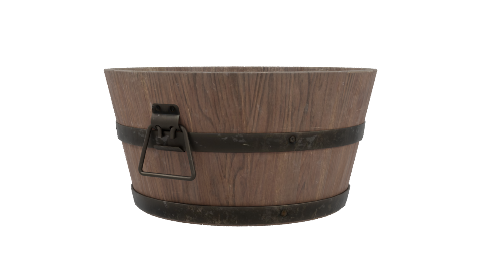 Rustic Wooden Bucket Model - Professional 3D Model Render 3