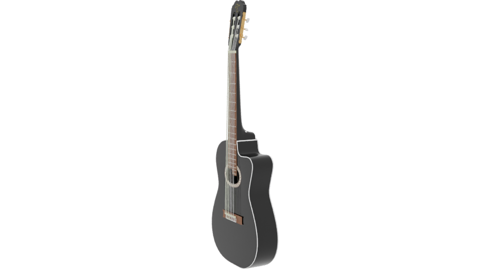 Stylish Black Acoustic Guitar 3D Model - Professional 3D Model Render 13
