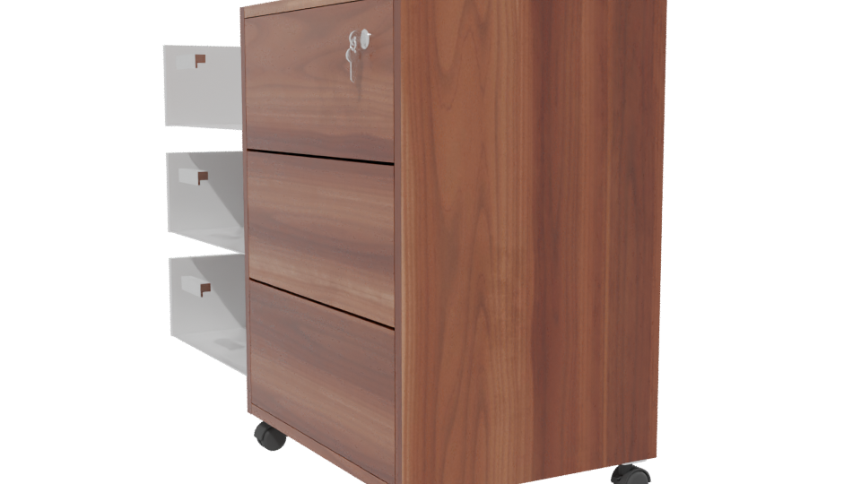 Stylish Wooden Filing Cabinet 3D - Professional 3D Model Render 13