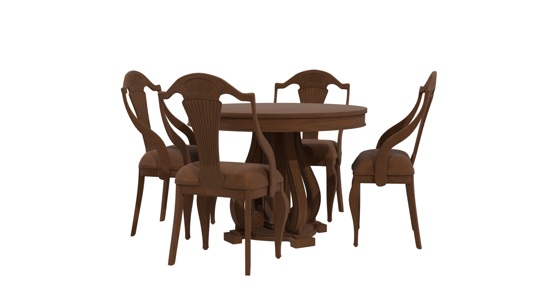 Elegant Wooden Dining Table Set - Professional 3D Model Render 4