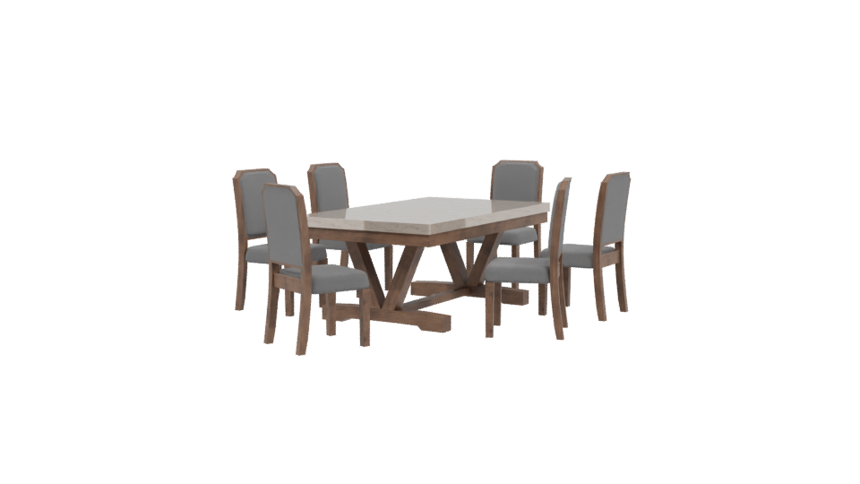 Stylish Wooden Dining Table Set - Professional 3D Model Render 3