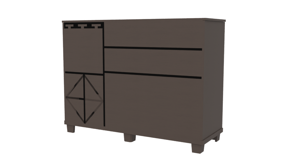 Stylish Modern Glass-Front Cabinet - Professional 3D Model Render 6