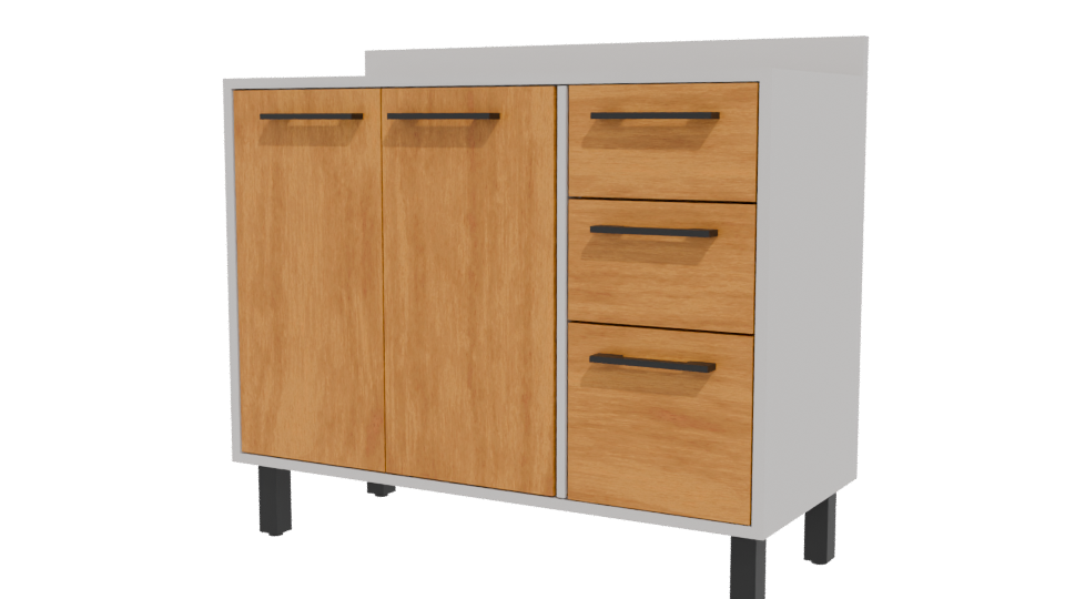 Stylish Wooden Cabinet Model 3D - Professional 3D Model Render 12