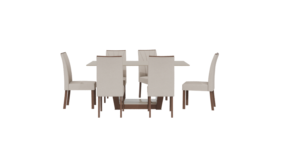 Elegant Rectangular Dining Table Set 3D Model - Professional 3D Model Render 5