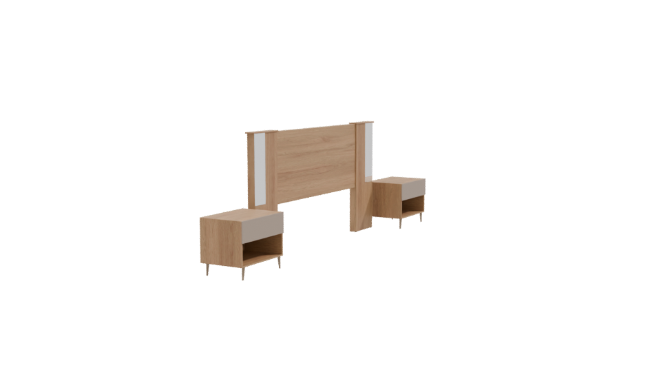 Wooden Headboard with Nightstands 3D - Professional 3D Model Render 9