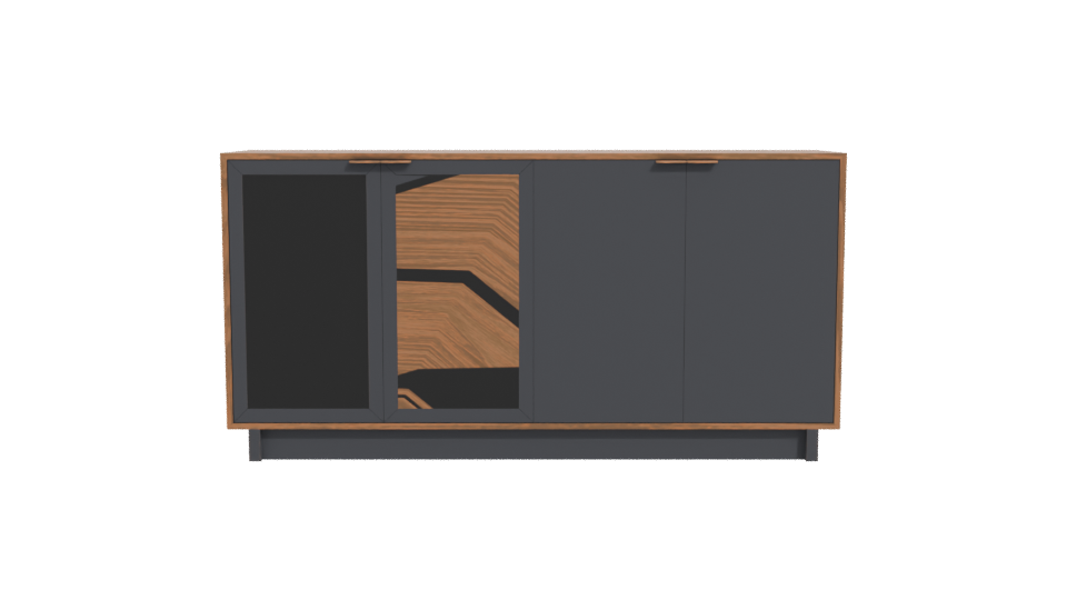 Contemporary Glass-Front Wooden Cabinet 3D Model - Professional 3D Model Render 11