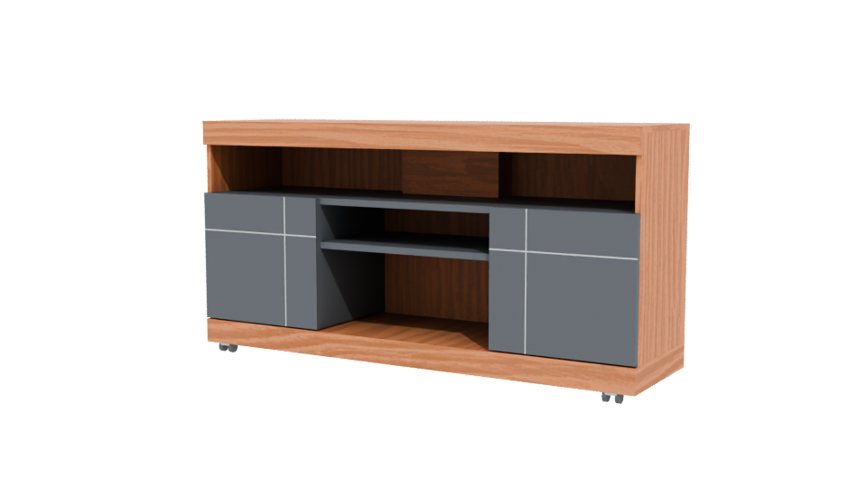 Stylish Wooden Media Console 3D - Professional 3D Model Render 12