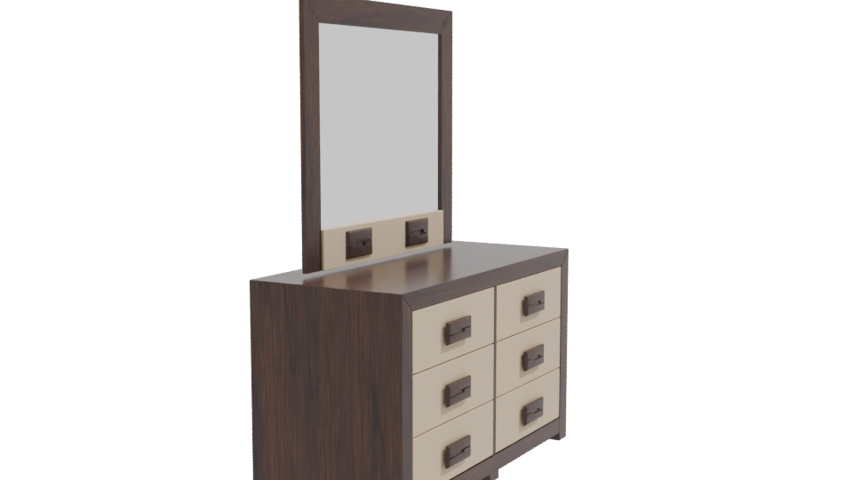 Modern Wooden Dresser with Mirror - Professional 3D Model Render 9