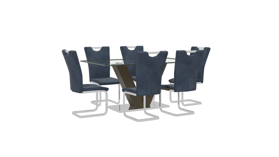 Modern Glass Dining Table Set - Professional 3D Model Render 13