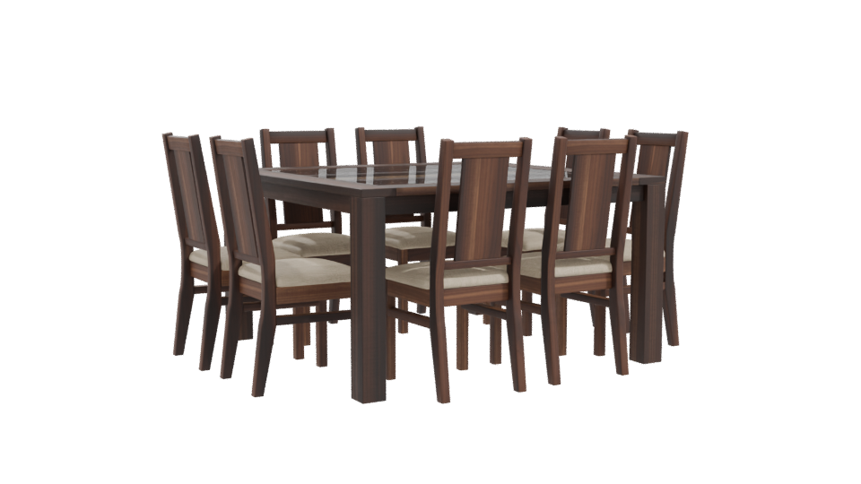 Elegant Wooden Dining Table Set 3D Model - Professional 3D Model Render 10