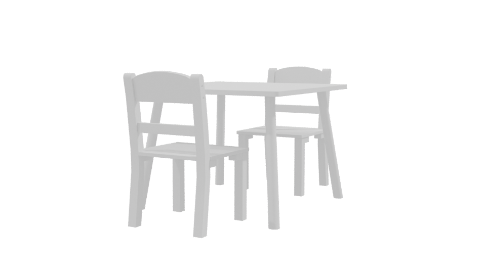 Stylish White Dining Table Set - Professional 3D Model Render 9