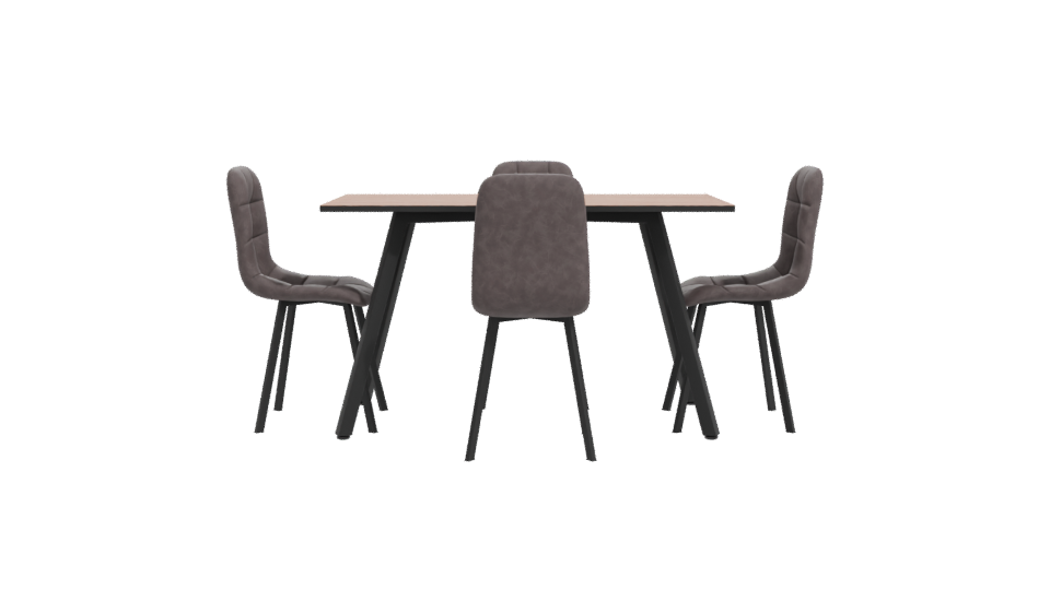 Stylish Wooden Dining Table Set - Professional 3D Model Render 11