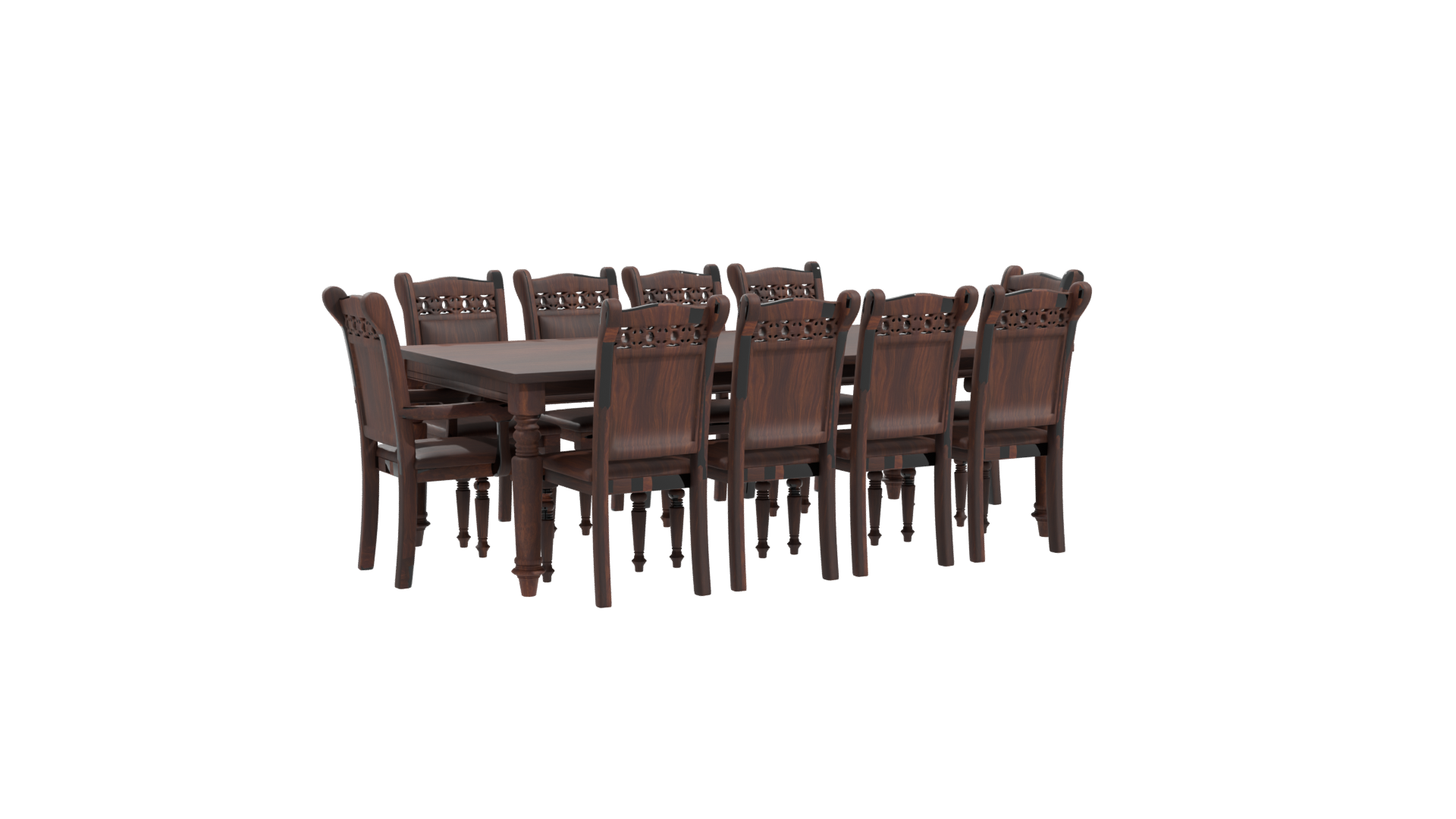 Elegant Rustic Wooden Dining Table with Chairs 3D Model - Professional 3D Model Render 10