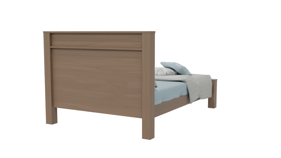 Stylish Wooden Bed 3D Model - Professional 3D Model Render 6
