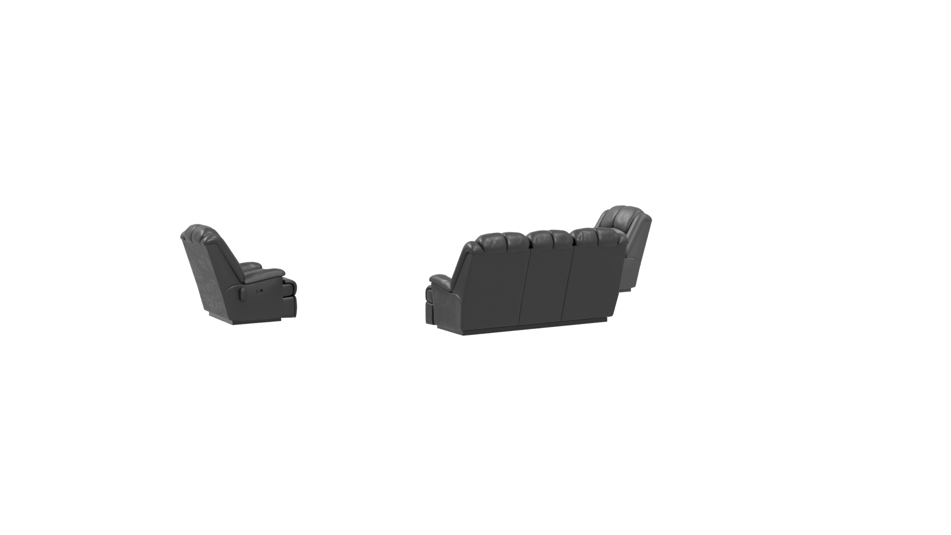 Stylish Black Sofa Set 3D - Professional 3D Model Render 4