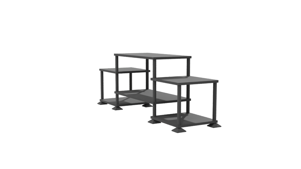 Contemporary Black Multi-Level Display Shelf 3D Model - Professional 3D Model Render 7