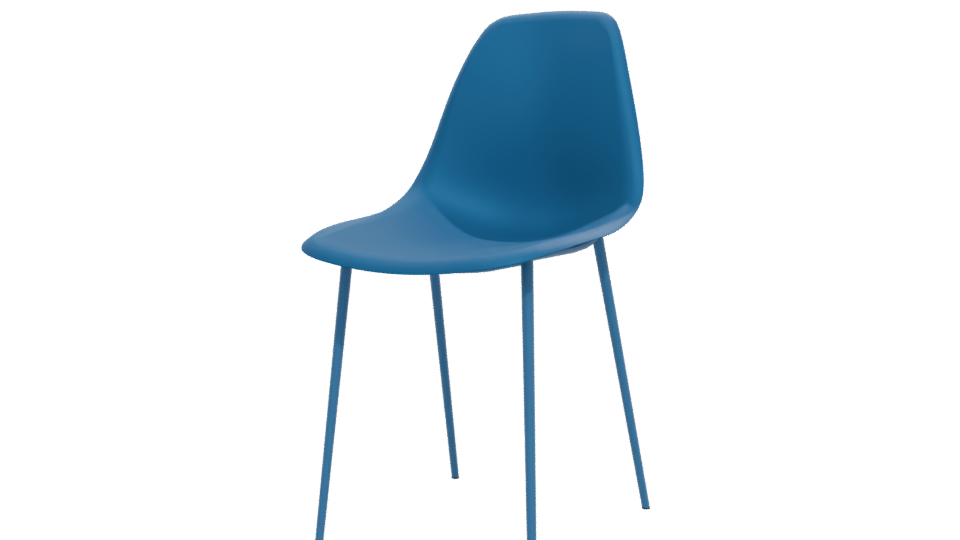 Sleek Blue Dining Chair Model - Professional 3D Model Render 12