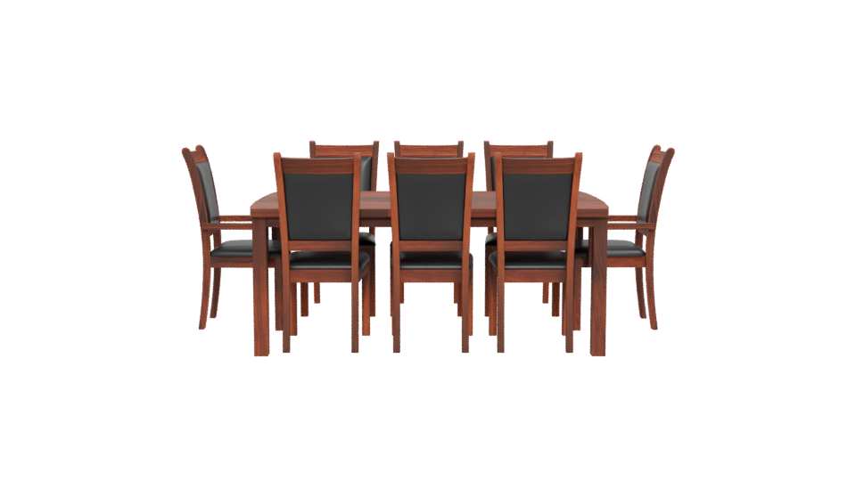Elegant Wooden Dining Table with Chairs Set 3D Model - Professional 3D Model Render 5