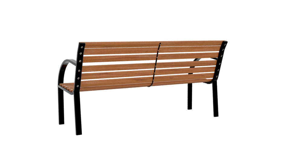 Stylish Outdoor Wooden Bench 3D Model - Professional 3D Model Render 4