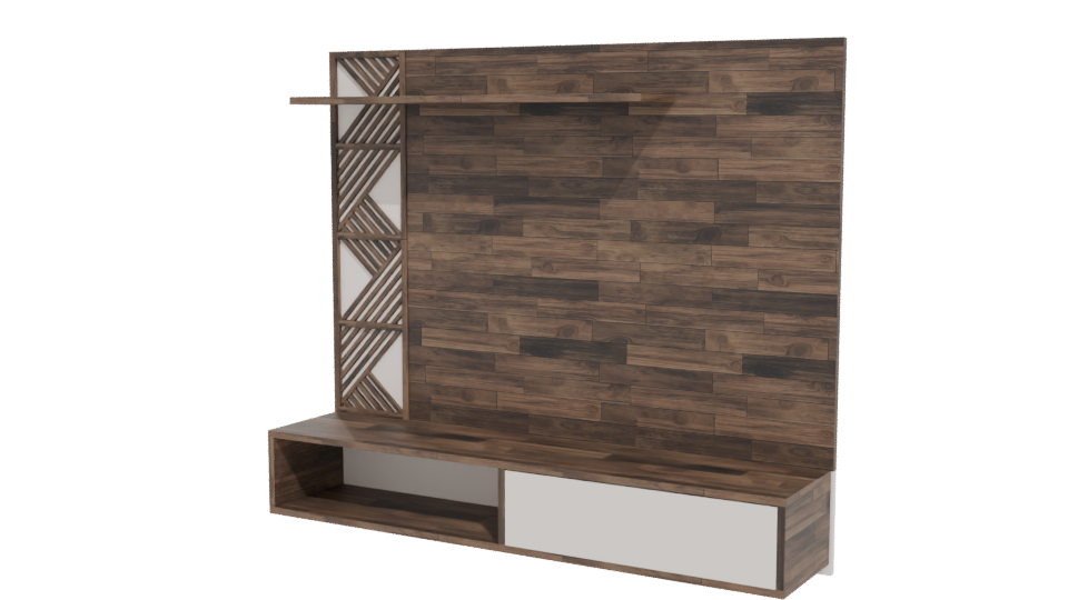 Stylish Wooden Wall Unit 3D - Professional 3D Model Render 12