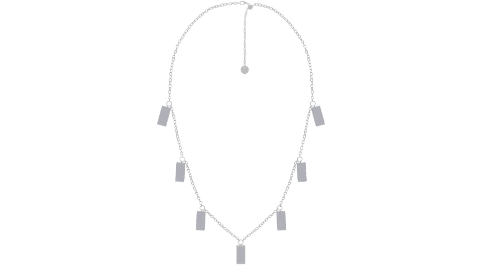 Elegant Silver Chain Necklace with Gemstone Accents - Professional 3D Model Render 11