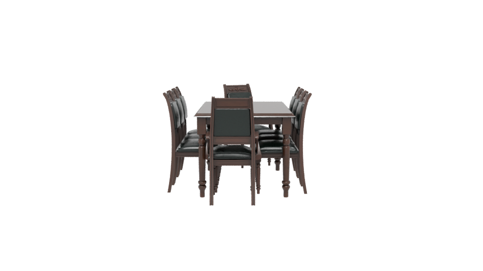 Elegant Wooden Dining Set 3D Model - Professional 3D Model Render 5