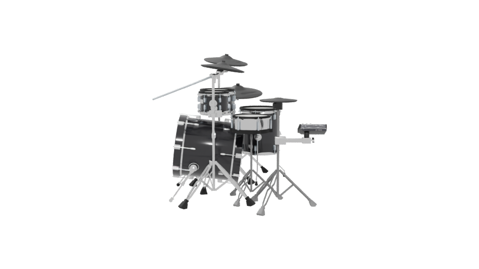 Realistic Black Drum Set 3D - Professional 3D Model Render 5