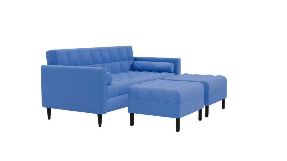 Retro Blue Sofa 3D Model - Professional 3D Model Render 9