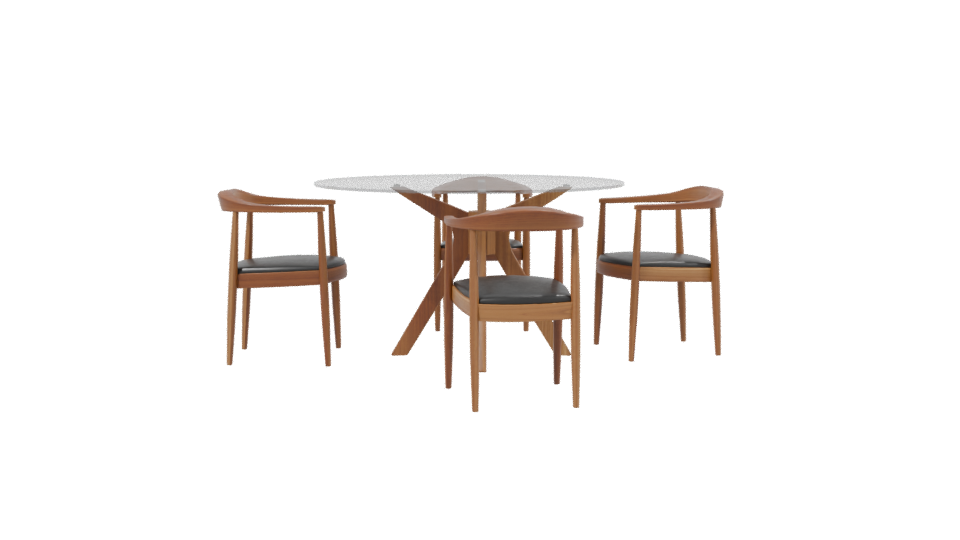 Stylish Modern Dining Table and Chair Set 3D Model - Professional 3D Model Render 2