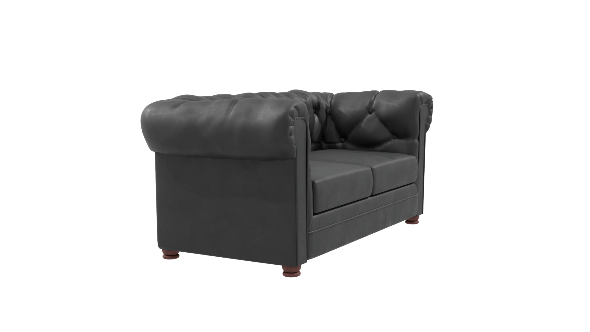 Elegant Black Leather Sofa 3D - Professional 3D Model Render 9