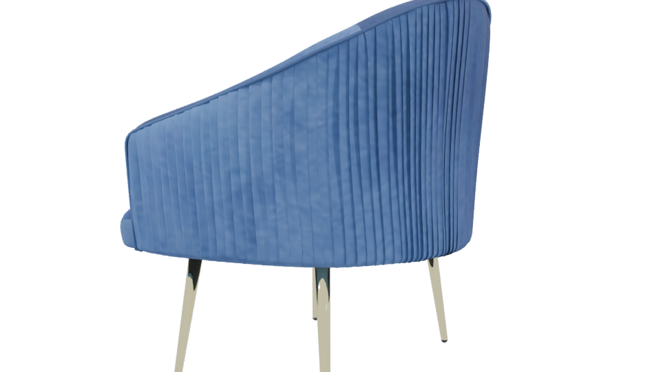 Stylish Blue Velvet Chair Model - Professional 3D Model Render 3