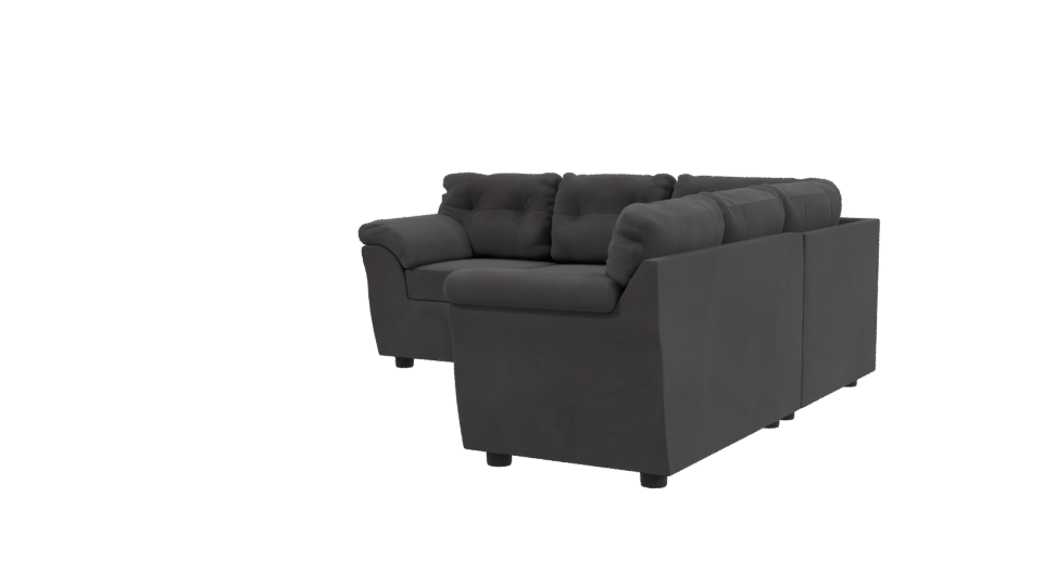 Contemporary Black Leather Sectional Sofa 3D Model - Professional 3D Model Render 3